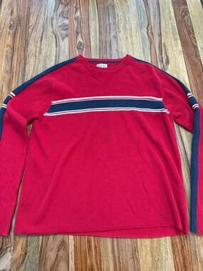 Vintage Industrial Exchange Red  Knit Sweater with Navy Stripes